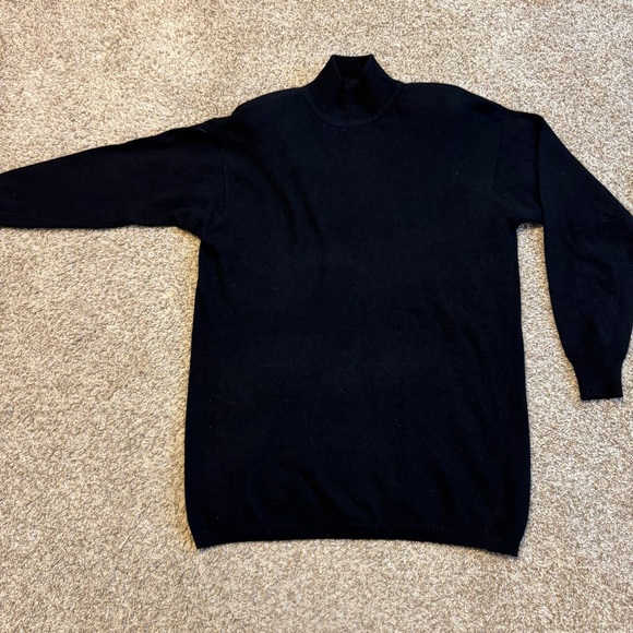Vintage Liz Claiborne Lambswool Angora Rabbit Hair Mix Black Turtle Neck Sweater - Picture 2 of 8